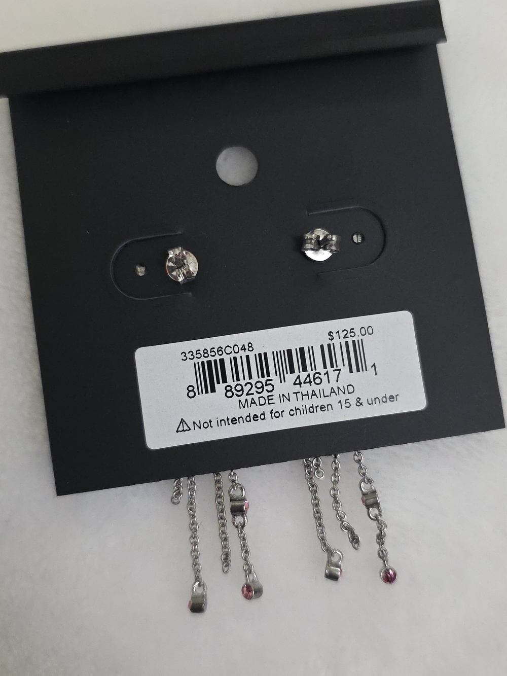 NWT COACH Pink Crystals Pave Silver Stainless Steel Bow Fringe Stud Earrings - Picture 4 of 4